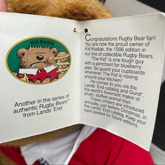Land’s End Gund 1996 Kid Kodiak Authentic Rugby Bear Vintage - Picture 9 of 11